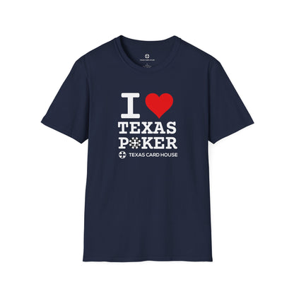 I Love Texas Poker White Lettering Unisex Softstyle T-Shirt