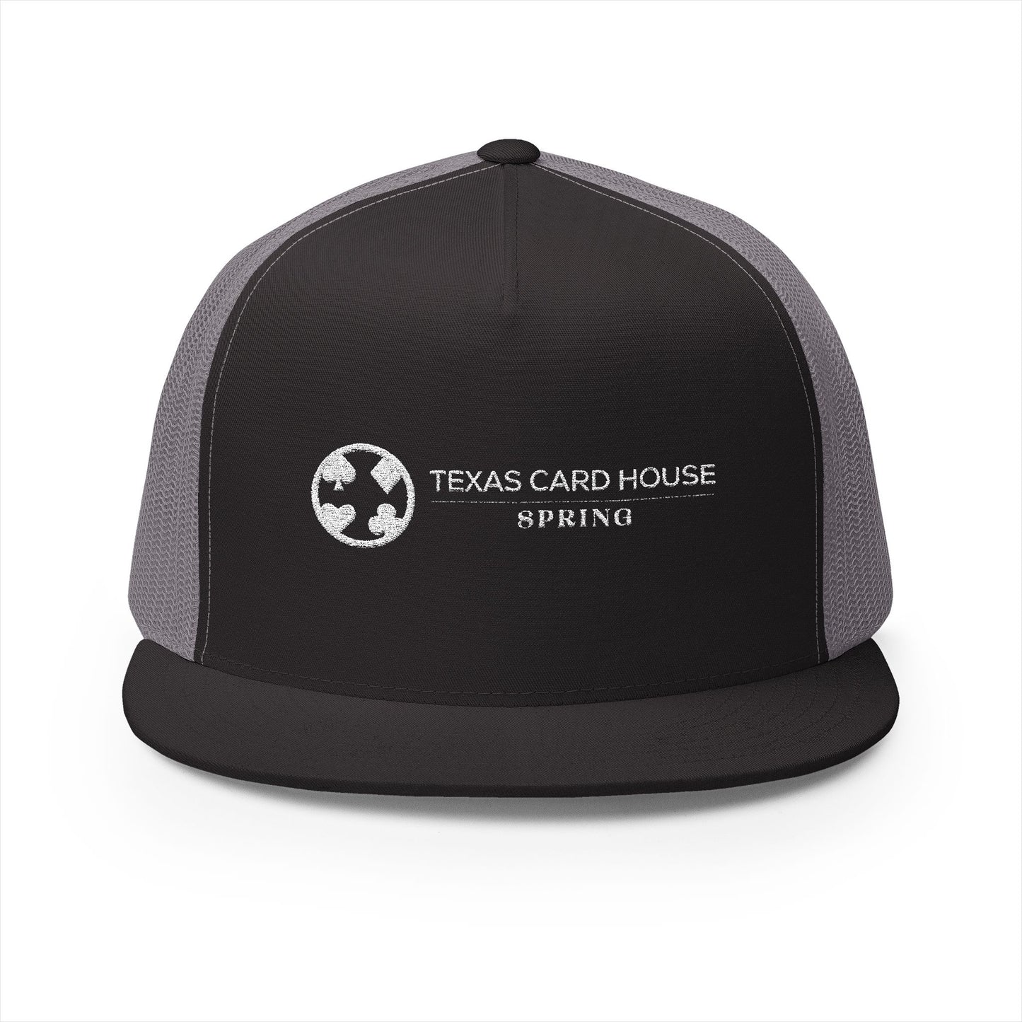 Texas Card House Spring 5 Panel Trucker Cap (Embroidery)