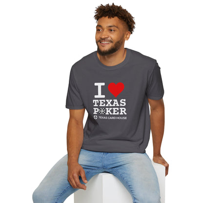 I Love Texas Poker White Lettering Unisex Softstyle T-Shirt