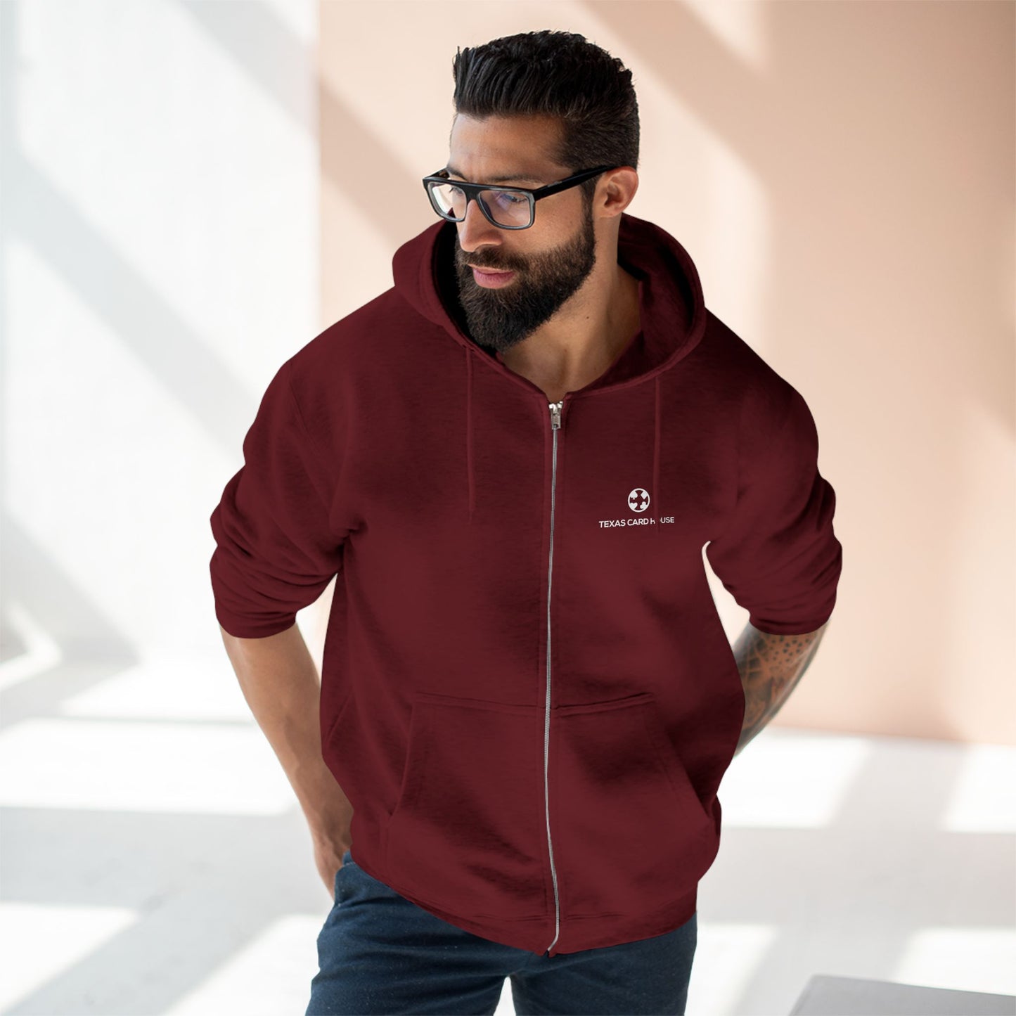 Texas Card House Unisex Zip Hoodie