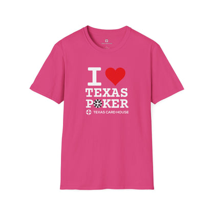 I Love Texas Poker White Lettering Unisex Softstyle T-Shirt