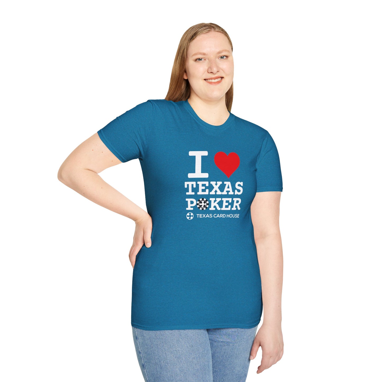 I Love Texas Poker White Lettering Unisex Softstyle T-Shirt