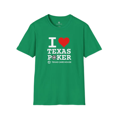 I Love Texas Poker White Lettering Unisex Softstyle T-Shirt