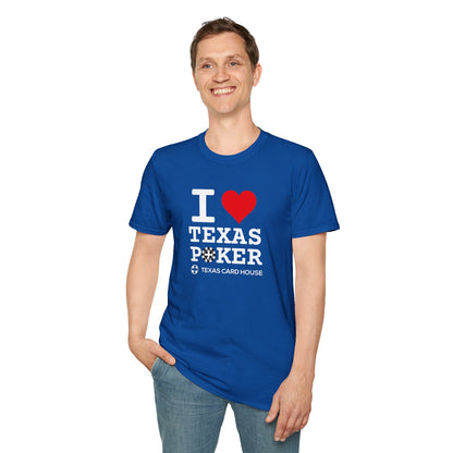 I Love Texas Poker White Lettering Unisex Softstyle T-Shirt